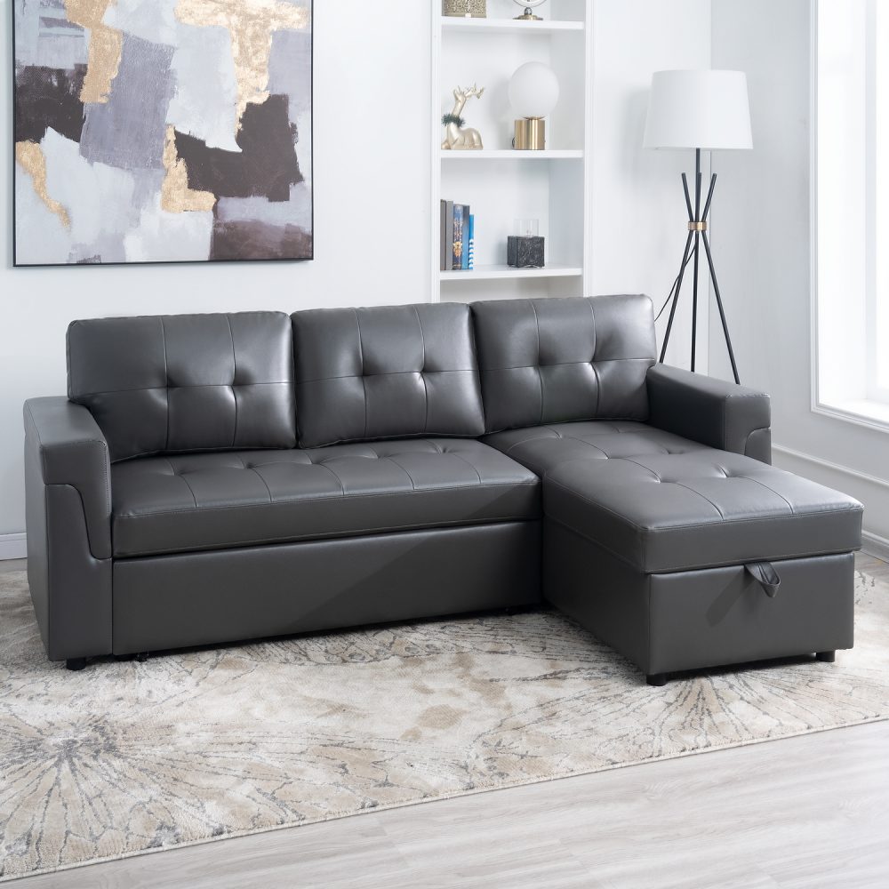Laura Reversible Sleeper Sectional Sofa with Storage Chaise by Naomi Home - 42