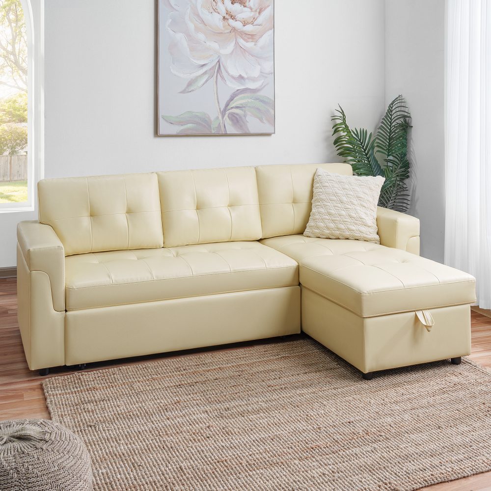 Laura Reversible Sleeper Sectional Sofa with Storage Chaise by Naomi Home - 62
