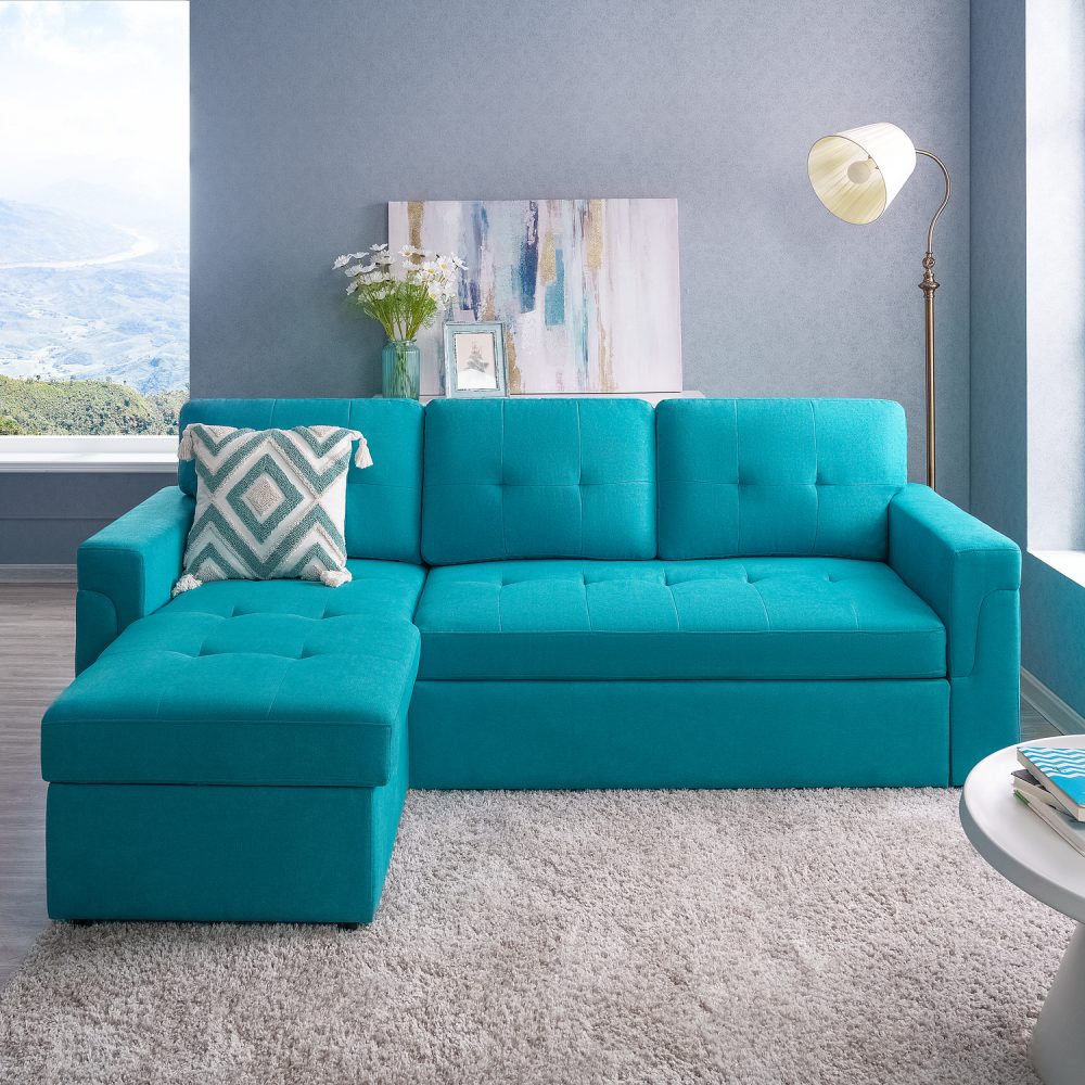 Laura Reversible Sleeper Sectional Sofa with Storage Chaise by Naomi Home - 77