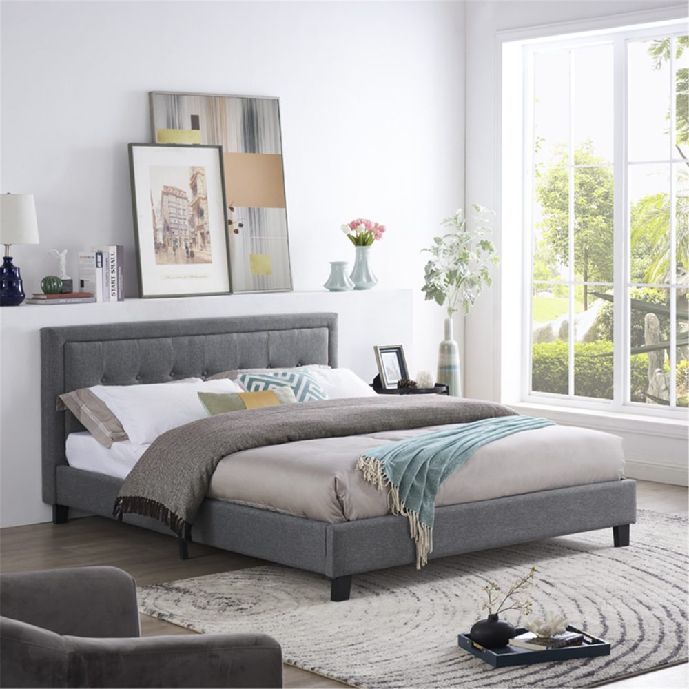 Lisa Button-Tufted Woven Platform Bed by Naomi Home - 1