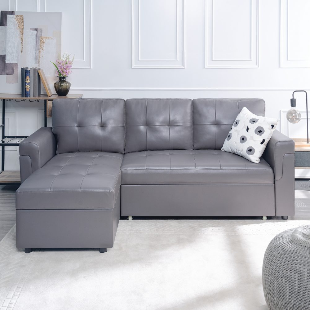 Laura Reversible Sleeper Sectional Sofa with Storage Chaise by Naomi Home - 1