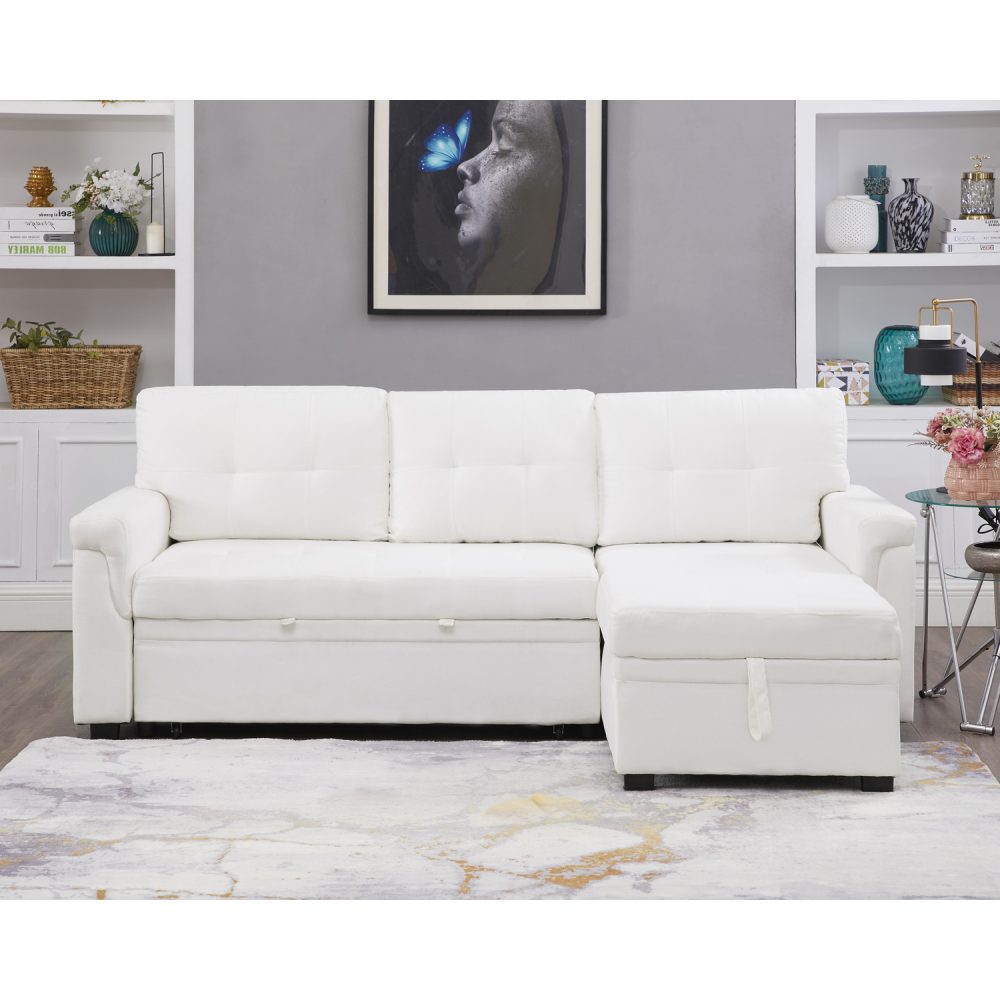 Laura Reversible Sleeper Sectional Sofa with Storage Chaise by Naomi Home - 32