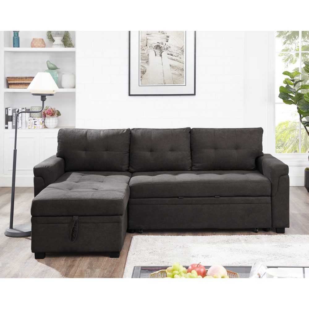 Laura Reversible Sleeper Sectional Sofa with Storage Chaise by Naomi Home - 12