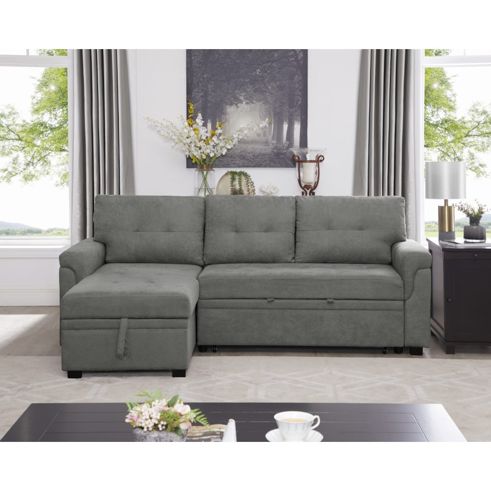 Laura Reversible Sleeper Sectional Sofa with Storage Chaise by Naomi Home - 17