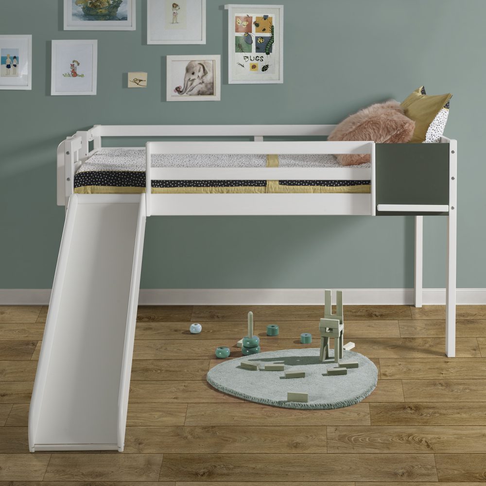 Cindy Twin Size Loft Bed with Slide and Ladder, Kids Low Loft Bed by Naomi Home - 3
