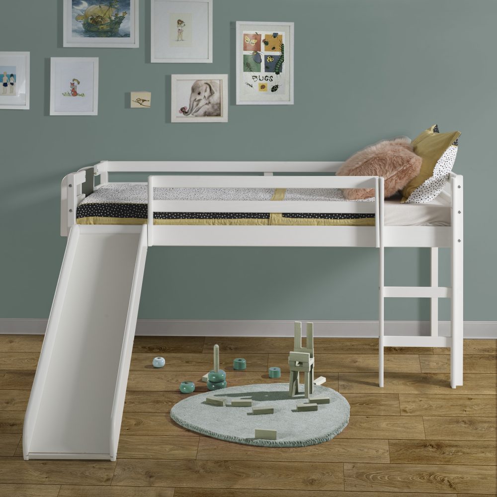 Cindy Twin Size Loft Bed with Slide and Ladder, Kids Low Loft Bed by Naomi Home - 4