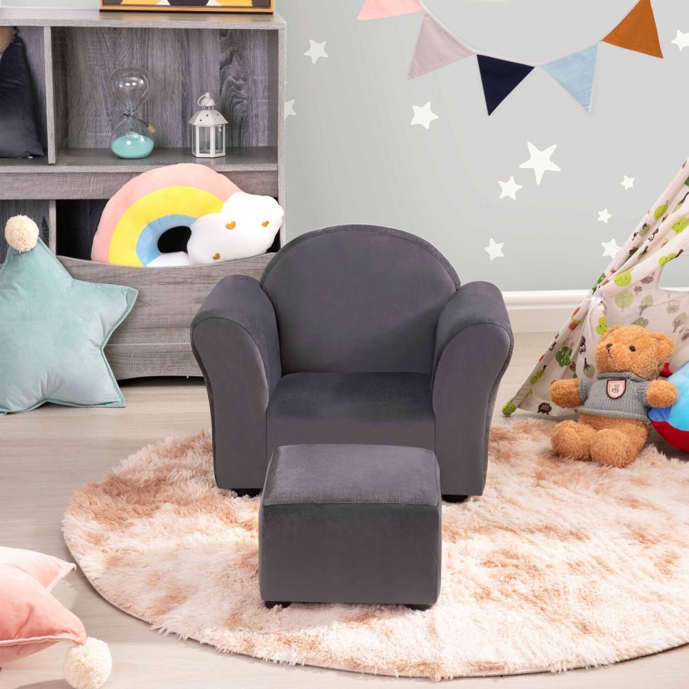 Naomi Home Shirley Kid Sofa Chair with Ottoman - 3