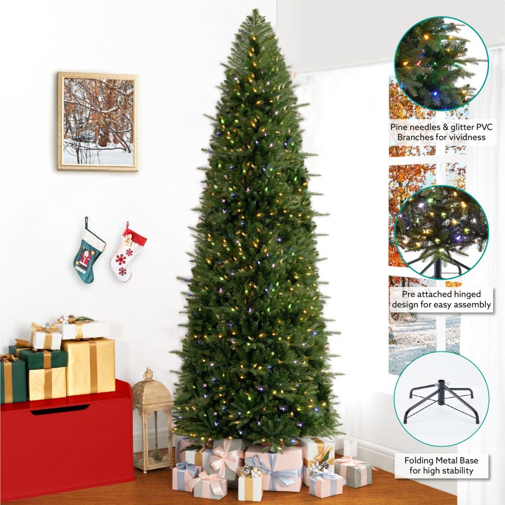 Pre-lit Artificial Fir Christmas Tree with Multi-Color Lights and Stand by Naomi Home - 14