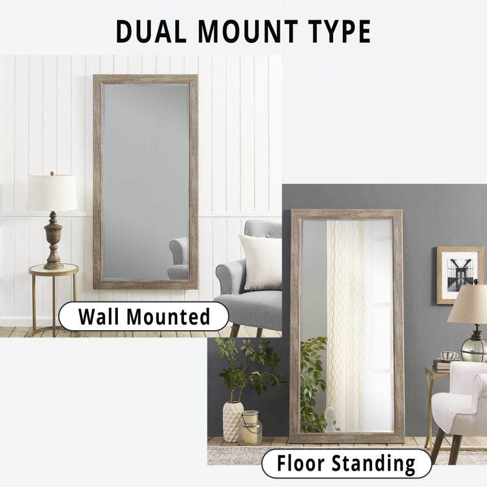 Rustic Floor Mirror Framed Full Length Mirror by Naomi Home - 9
