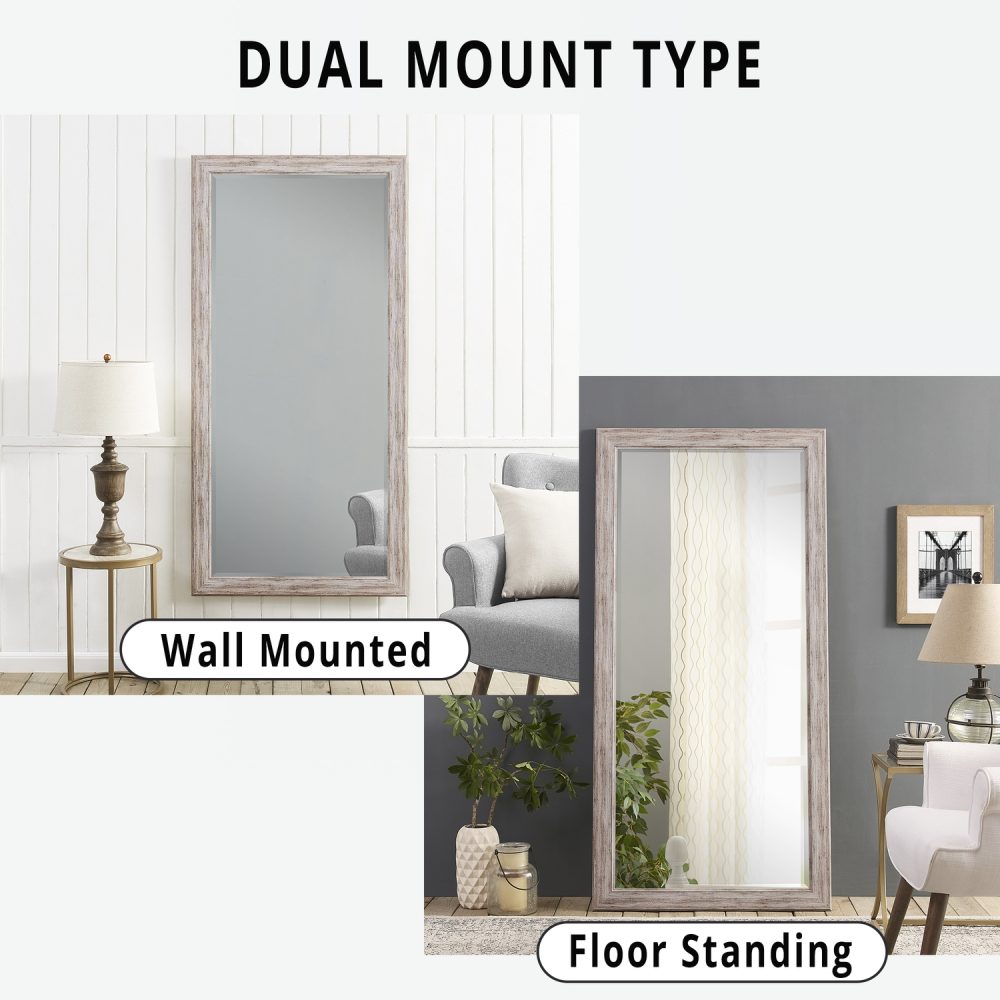 Rustic Floor Mirror Framed Full Length Mirror by Naomi Home - 14