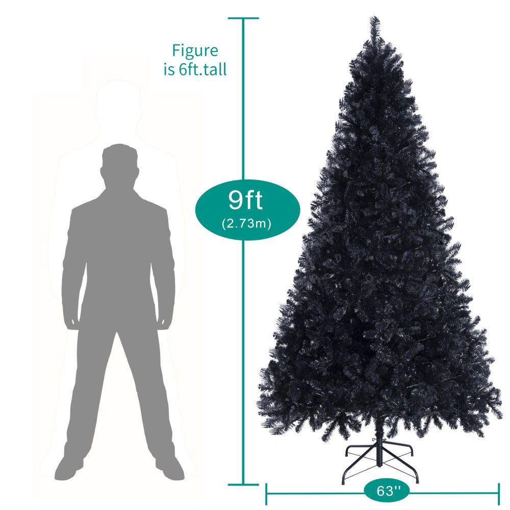 Dakota Black Christmas Tree Prelit, Realistic Dusky Artificial Christmas Tree with Lights by Naomi Home - 14
