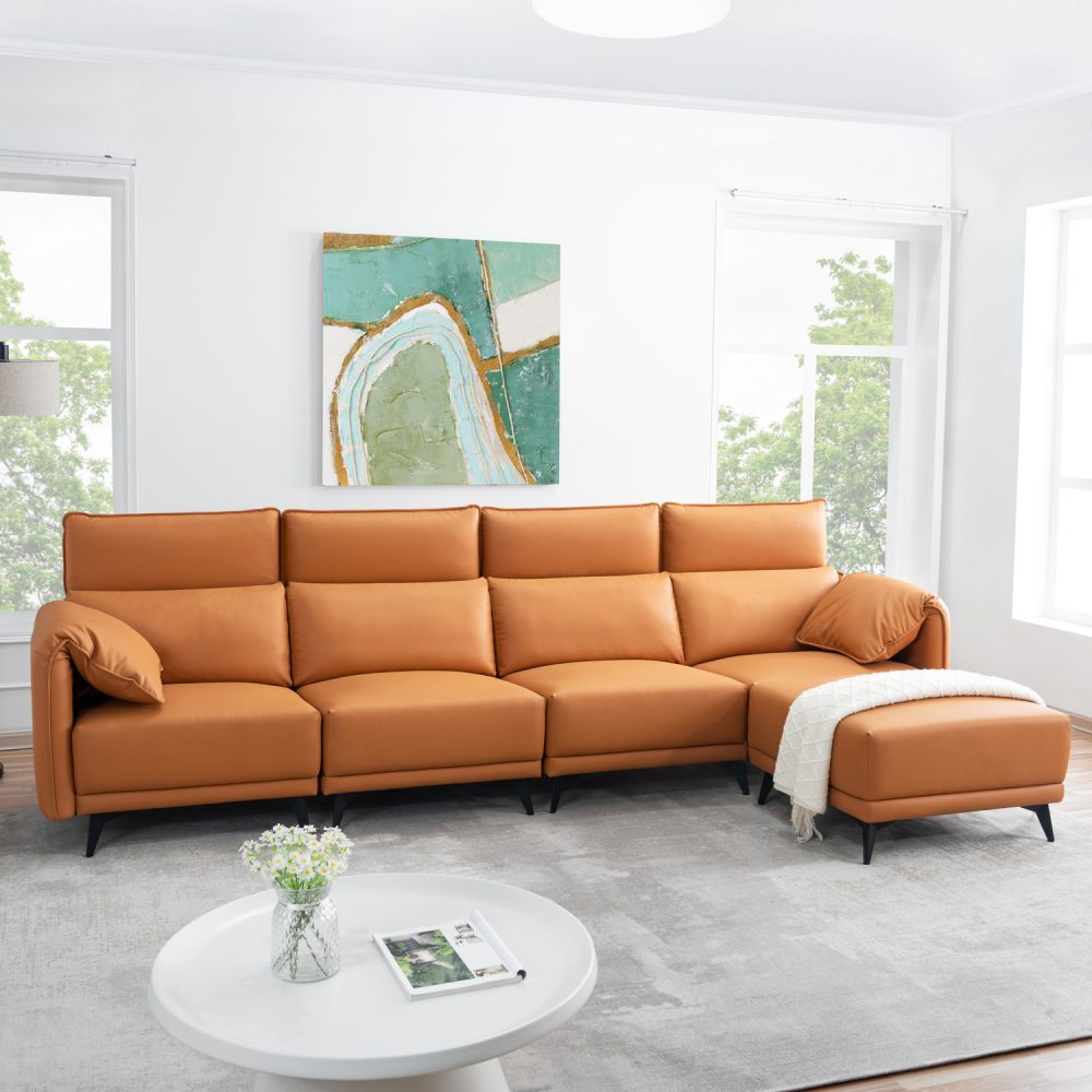 Dora Sectional Sofa Pet Friendly Easy to Clean Oversized L Shaped Sofa with Ottoman High Back - 1