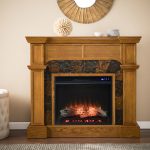 SEI Cartwright Corner Convertible Touch Screen Electric Fireplace w/ Faux Stone Surround